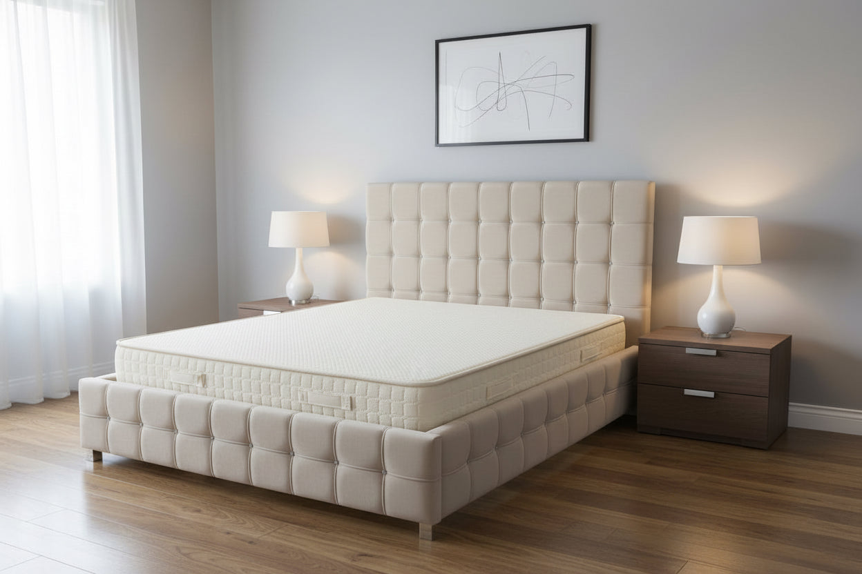 AkmaBed Modern Tufted Upholstered Bed Frame