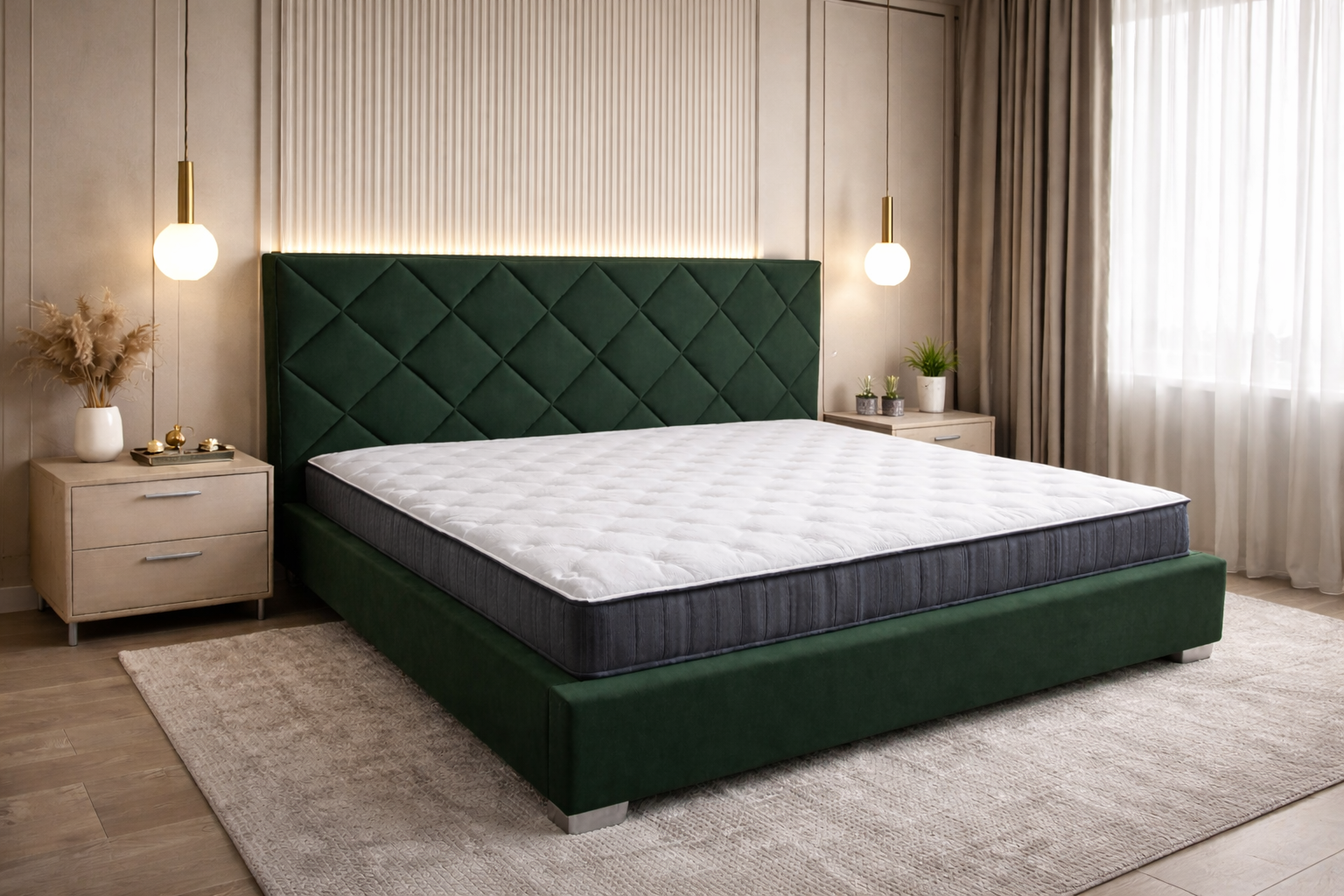 AkmaBed Diamond - Custom Upholstered Bed Frame