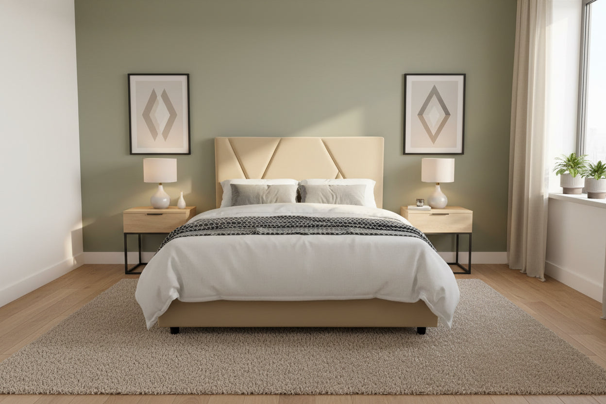 Modern Geometric Upholstered Bed Frame