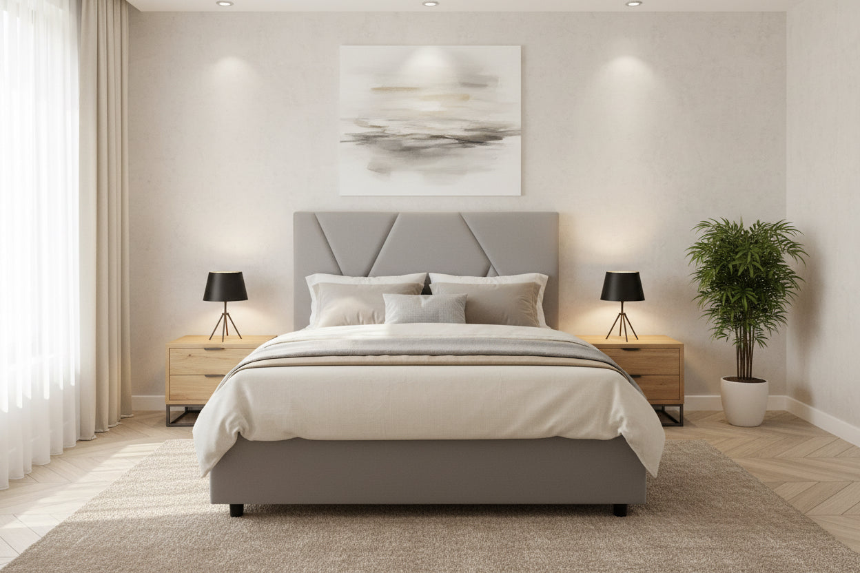 Modern Geometric Upholstered Bed Frame