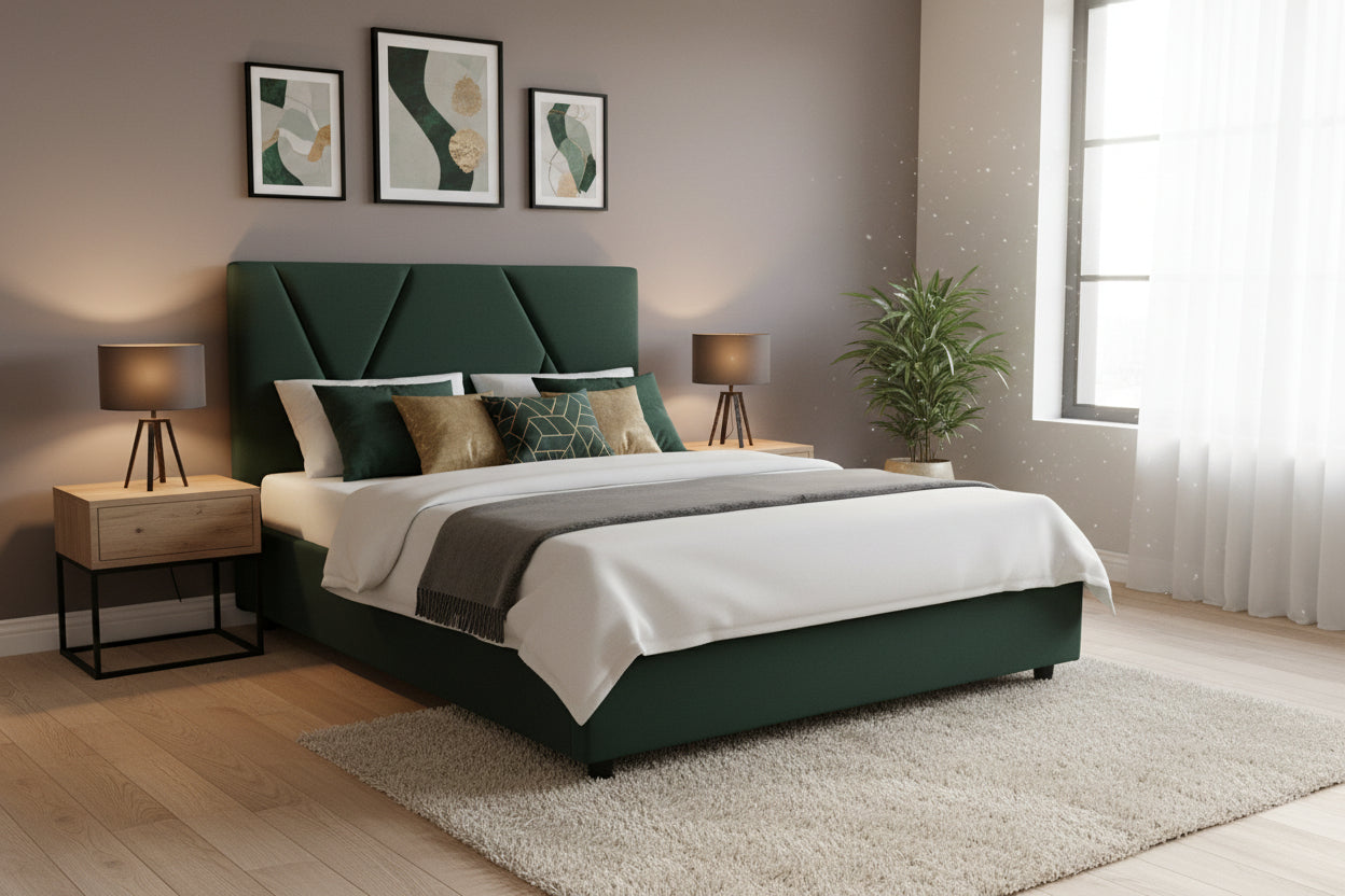 Modern Geometric Upholstered Bed Frame