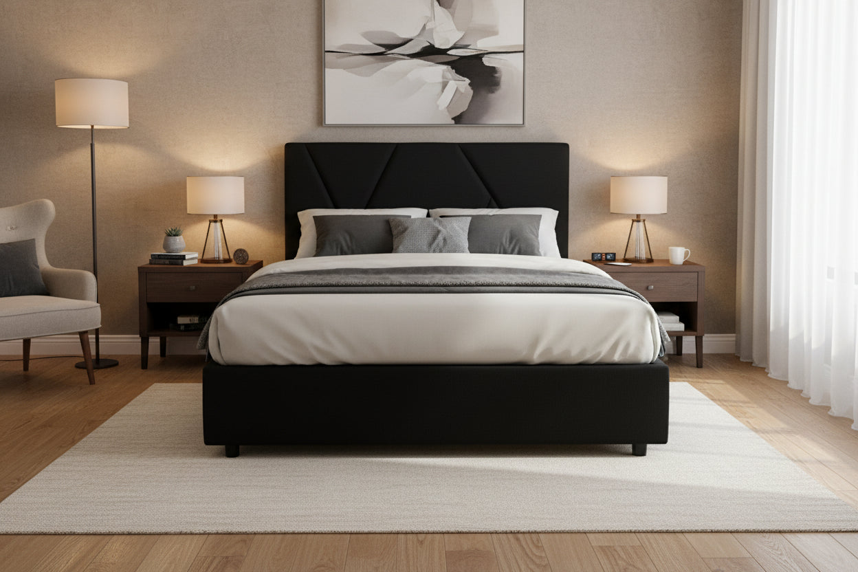 Modern Geometric Upholstered Bed Frame