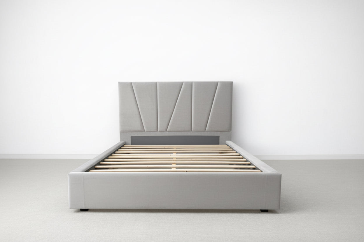 Akmabed Modern Geometric Upholstered Platform Bed
