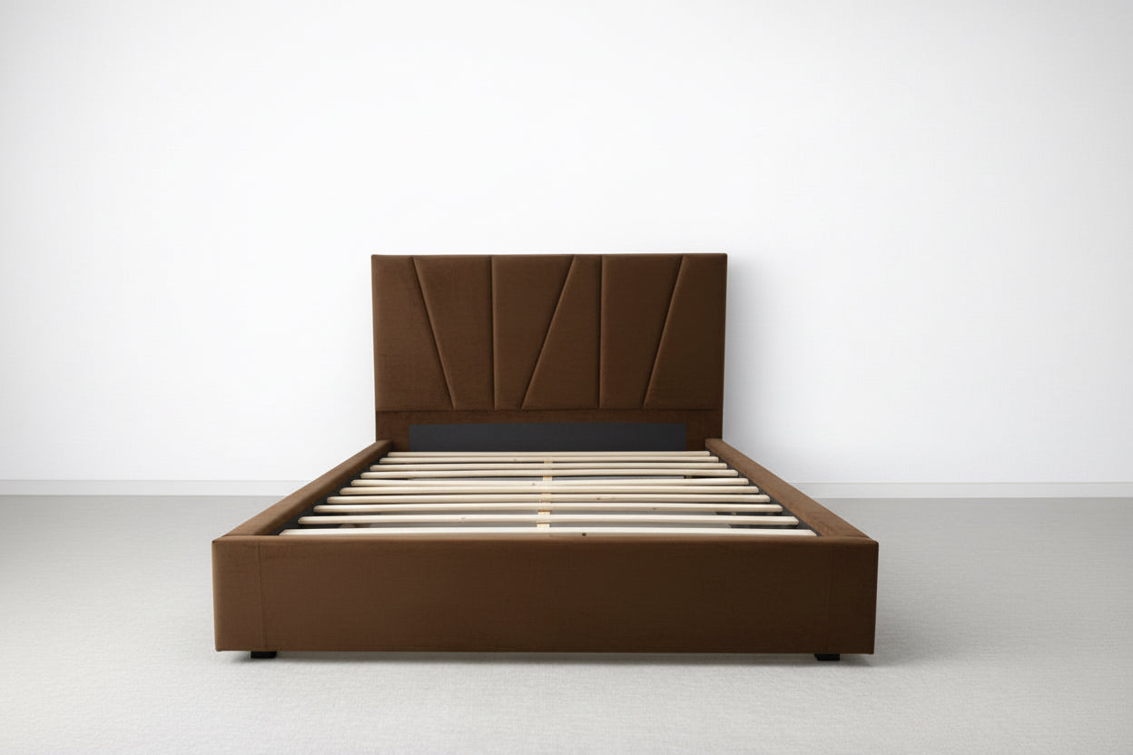 Akmabed Modern Geometric Upholstered Platform Bed