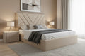 AkmaBed Modern Panel Upholstered Bed – Custom Fabric Bed Frame