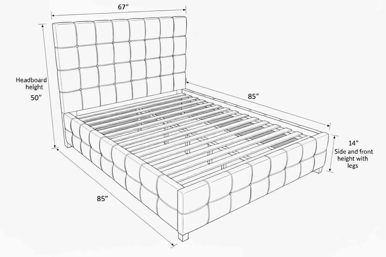 AkmaBed Modern Tufted Upholstered Bed Frame