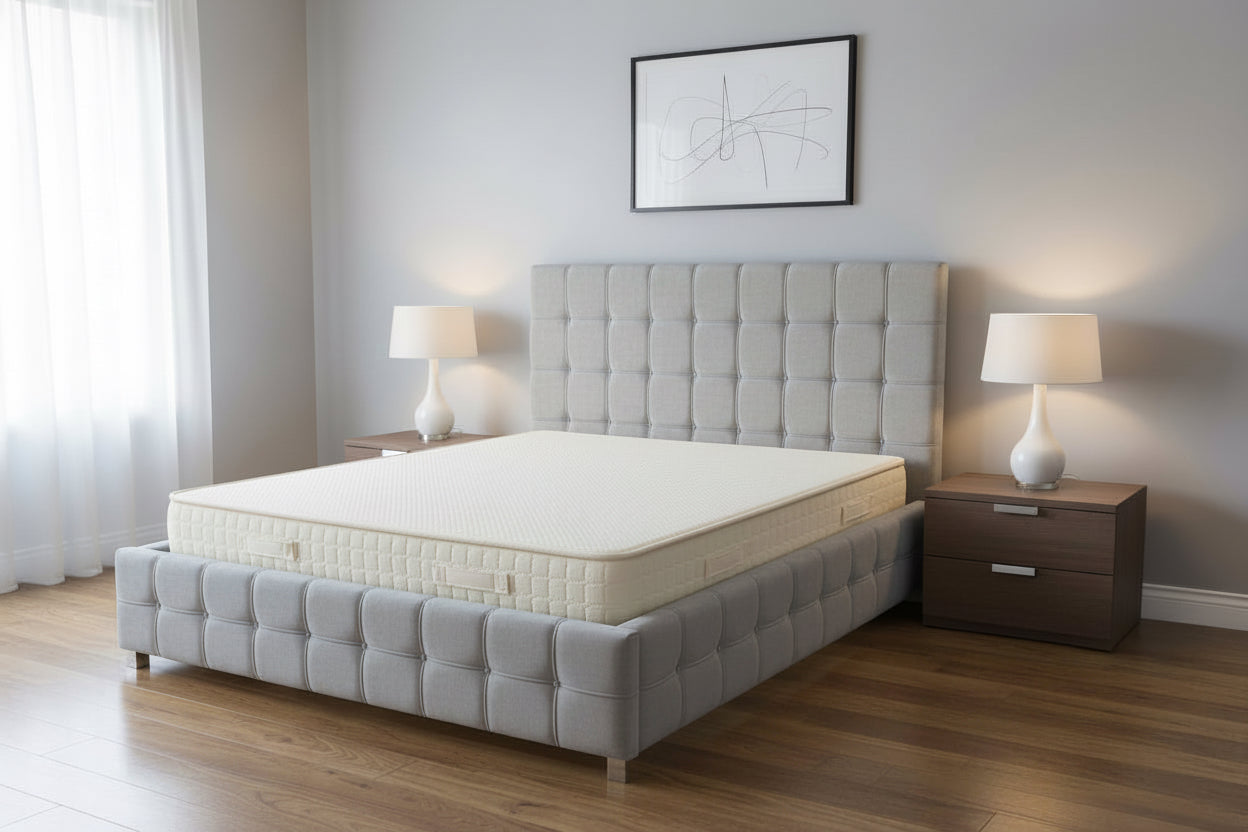 AkmaBed Modern Tufted Upholstered Bed Frame