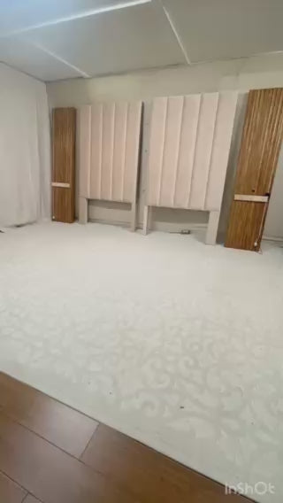 Luxury Velour King Bed with LED Floating Nightstands