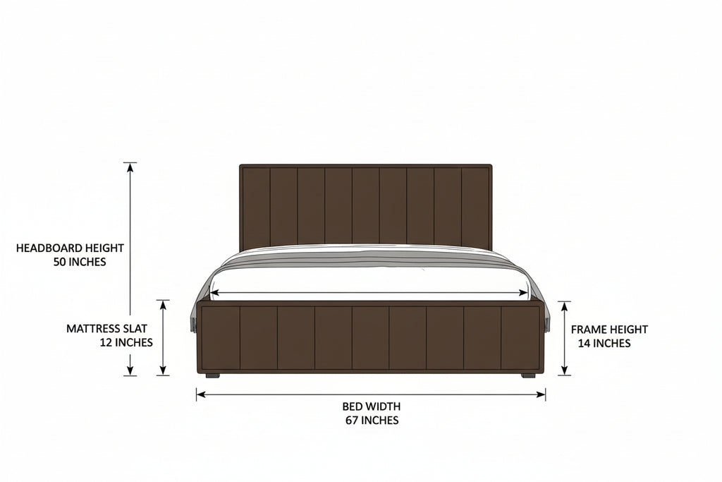AkmaBed Modern Geometric Panel Upholstered Platform Bed Frame