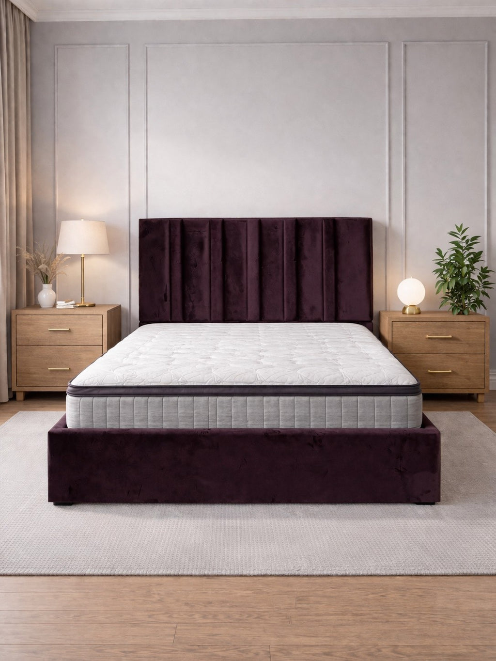 Akmabed Monaco Velvet Bed – Chocolate Queen